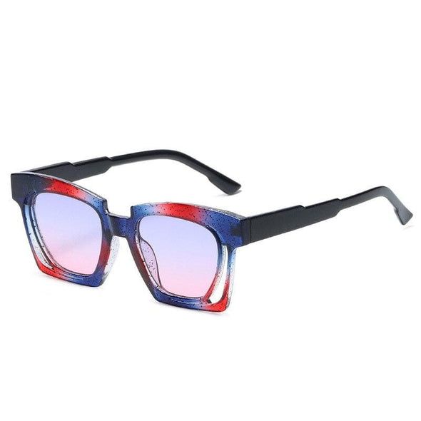Blue Red Square Sunglasses  Fashion Women's Vintage Shades
