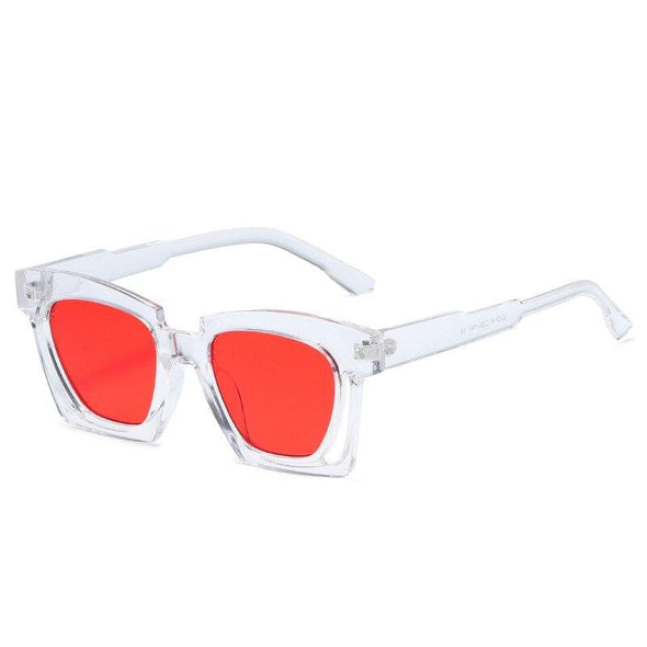 Blue Red Square Sunglasses  Fashion Women's Vintage Shades