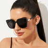 Brand Designer Cat Eye Sunglasses Woman Vintage Black Mirror Sun Glasses For Fashion Big Frame Cool Sexy Female Oculos