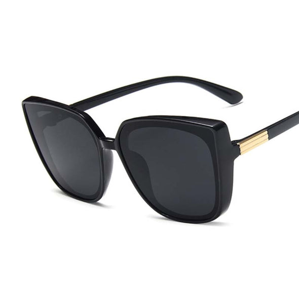 Brand Designer Cat Eye Sunglasses Woman Vintage Black Mirror Sun Glasses For Fashion Big Frame Cool Sexy Female Oculos