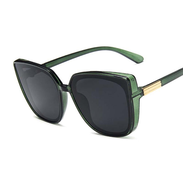 Brand Designer Cat Eye Sunglasses Woman Vintage Black Mirror Sun Glasses For Fashion Big Frame Cool Sexy Female Oculos