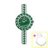 2022 Small Dial Diamond Elegant  Wristwatches Dress Green Watch (with a ins Bracelet as gift)