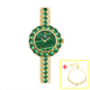 2022 Small Dial Diamond Elegant  Wristwatches Dress Green Watch (with a ins Bracelet as gift)