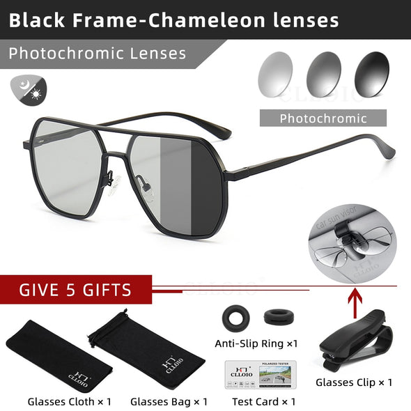 New Fashion Aluminum Photochromic Sunglasses Men Women Polarized Sun Glasses Chameleon Anti-glare Driving Oculos de sol