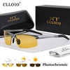 Top Anti-Glare Day Night Vision Glasses Men Driving Polarized Sunglasses Aluminum Rimless Photochromic Riding Goggles UV