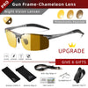 Top Anti-Glare Day Night Vision Glasses Men Driving Polarized Sunglasses Aluminum Rimless Photochromic Riding Goggles UV