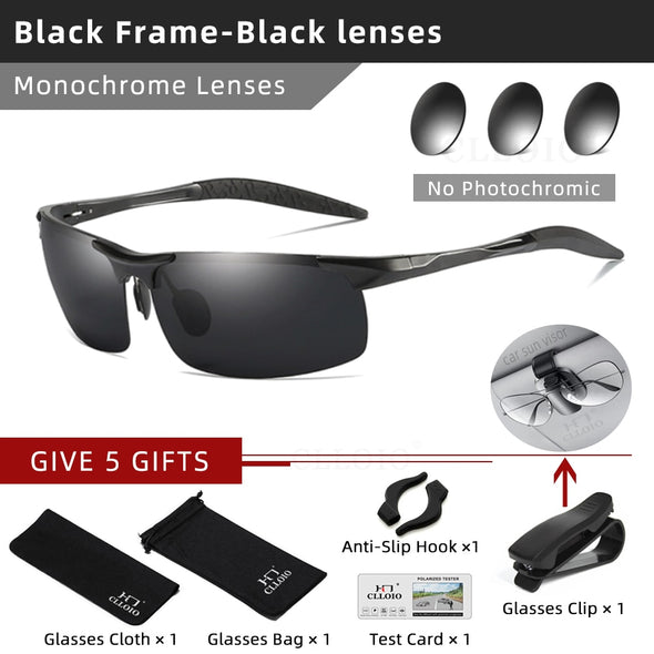 Top Anti-Glare Day Night Vision Glasses Men Driving Polarized Sunglasses Aluminum Rimless Photochromic Riding Goggles UV