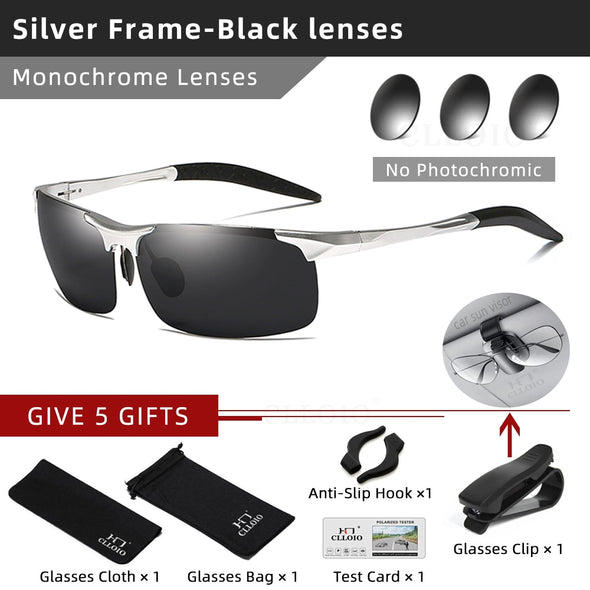 Top Anti-Glare Day Night Vision Glasses Men Driving Polarized Sunglasses Aluminum Rimless Photochromic Riding Goggles UV
