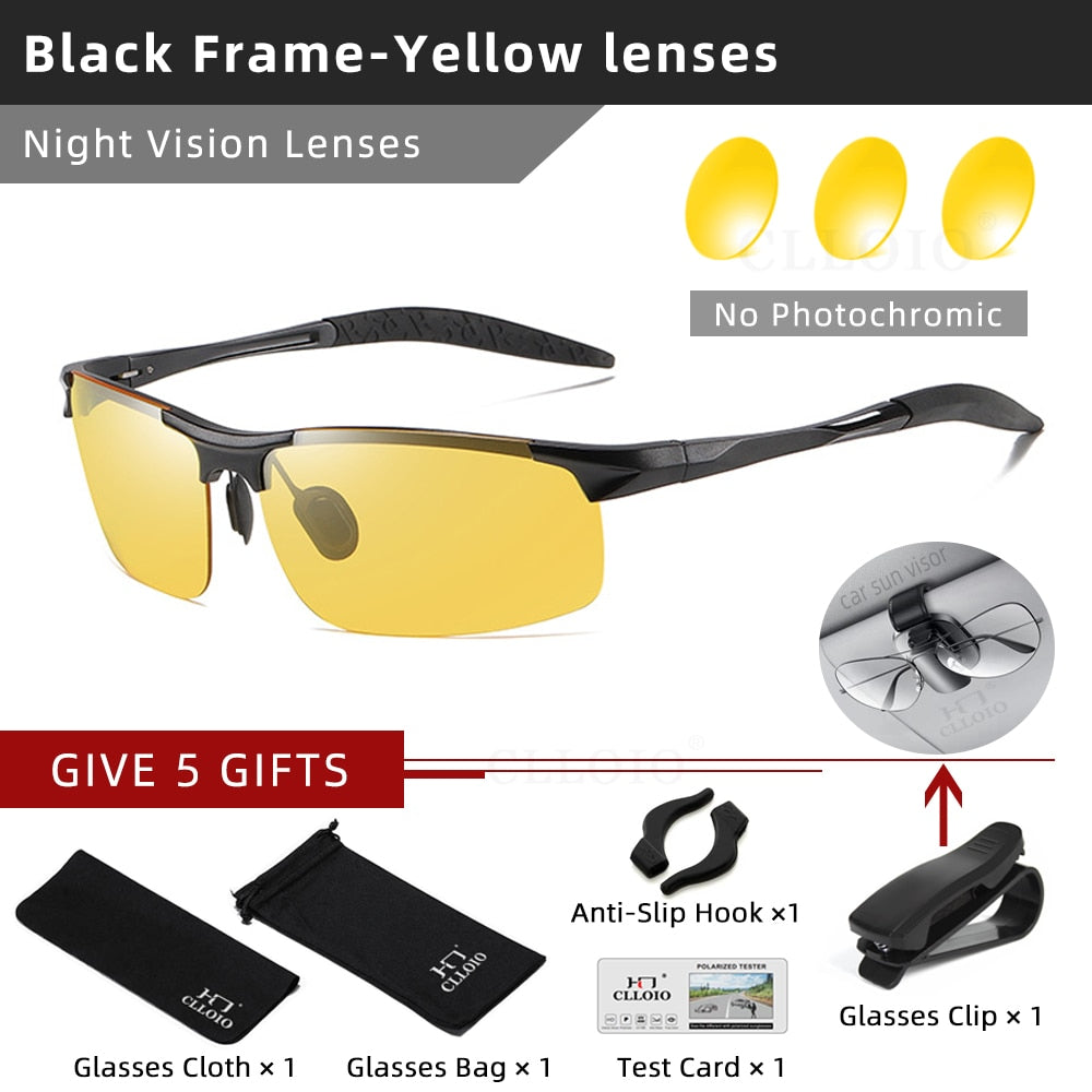 CLLOIO Top Anti-Glare Day Night Vision Glasses Men Driving