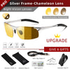 Top Anti-Glare Day Night Vision Glasses Men Driving Polarized Sunglasses Aluminum Rimless Photochromic Riding Goggles UV