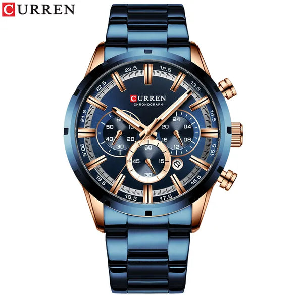 JOLLYNOVA New Fashion Watches with Stainless Steel Top Brand Luxury Sports Chronograph Quartz Watch Men Relogio Masculino