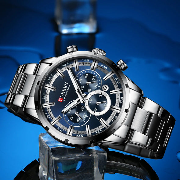 JOLLYNOVA New Fashion Watches with Stainless Steel Top Brand Luxury Sports Chronograph Quartz Watch Men Relogio Masculino