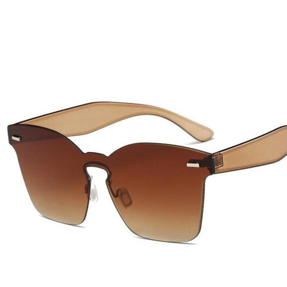 Candy Color Cat Eye Sunglasses Women Clear Lens Big Frame Shades Acetate Eyewear Ladies One Piece  Sexy Sun Glasses Female