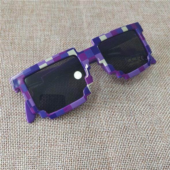 Cartoon Vintage Glasses 8 bit Pixel Novelty Mosaic Cospla Goggles My World Glasses  Children Sunglasses Baby Boys Gift