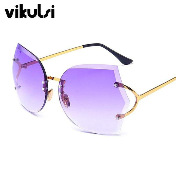 Cat Eye Eyeglasses Women Sunglasses Rimless Clear Eyewear Frame Purple Gradient Elegant Optics Rimless Lady Oversized lunette