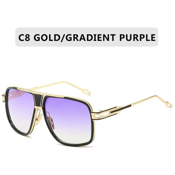 Classic Luxury Men Sunglasses Glamour Fashion Brand Sun Glasses For Women Mirrored Retro Vintage Square Designer Shades