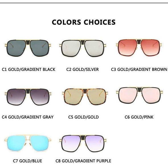 Classic Luxury Men Sunglasses Glamour Fashion Brand Sun Glasses For Women Mirrored Retro Vintage Square Designer Shades