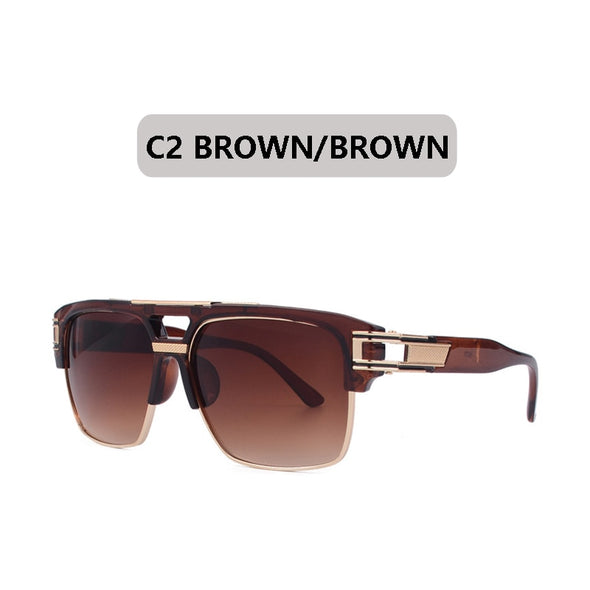 Classic Luxury Men Sunglasses Glamour Fashion Brand Sun Glasses For Women Mirrored Retro Vintage Square Designer Shades