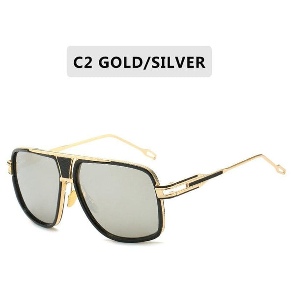 Classic Luxury Men Sunglasses Glamour Fashion Brand Sun Glasses For Women Mirrored Retro Vintage Square Designer Shades