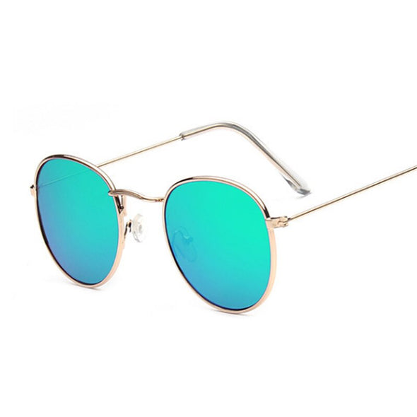 Classic Retro Small Round Sunglasses Woman Vintage Brand Designer Mirror Sun Glasses Metal Blue Black Female Shades Oculos