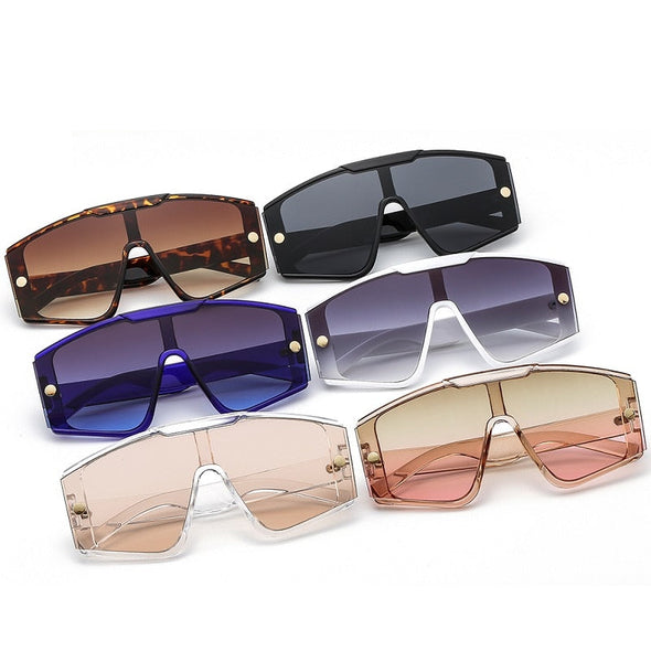 Fashion Shield Sunglasses Men Women Goggle Gradients Lens Frame Vintage Brand Designer Luxury Metal Decorate