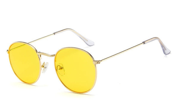 Retro Oval Sunglasses Women/Men  Brand Designer Vintage Small Black Red Yellow  Shades Sun Glasses Oculos De Sol