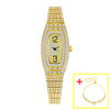Women Luxury Square Diamond Crystal Rose Gold Wristwatches (with a ins Bracelet as gift)