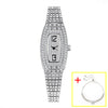 Women Luxury Square Diamond Crystal Rose Gold Wristwatches (with a ins Bracelet as gift)