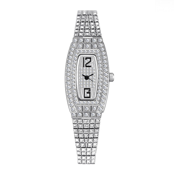 Women Luxury Square Diamond Crystal Rose Gold Wristwatches (with a ins Bracelet as gift)