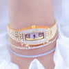 Women Luxury Square Diamond Crystal Rose Gold Wristwatches (with a ins Bracelet as gift)