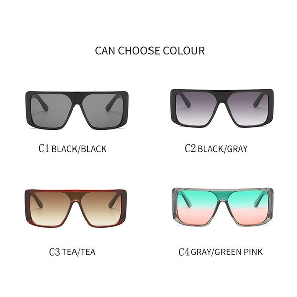 European New Square Sunglasses Women  New Big Oversized Flat Top Sun Glasses Female Vintage Retro Shades for Women Men UV400