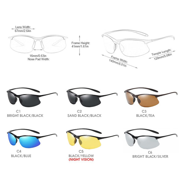 Brand New Sports Polarized Sunglasses Men Women Vintage Reimless Glasses TR90 Light Weight Driving Eyewear UV400