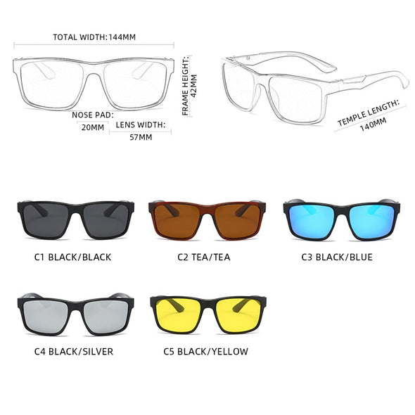 Classic Square Sunglasses Men Women Brand Designer Polarized Sun Glasses For Male Retro Vintage Driving Shades UV400