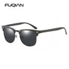 FUQIAN New Aluminum Magnesium Polarized Men Sunglasses High Quality Half-frame Male Sun Glasses Cool Mirror Blue Driving Glasses