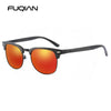 FUQIAN New Aluminum Magnesium Polarized Men Sunglasses High Quality Half-frame Male Sun Glasses Cool Mirror Blue Driving Glasses