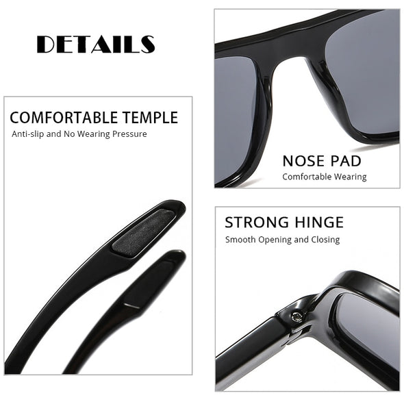 Vintage Square Men Sunglasses Polarized Fashion Plastic Women Sun Glasses Stylish Driving Shades Sports Eyewear UV400