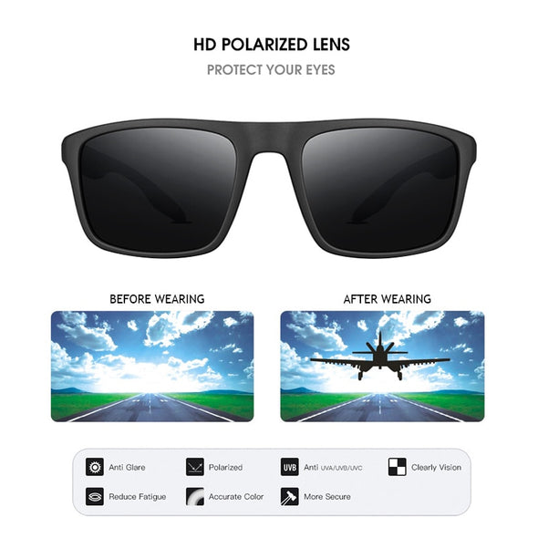 Vintage Square Men Sunglasses Polarized Fashion Plastic Women Sun Glasses Stylish Driving Shades Sports Eyewear UV400
