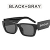 Fashion Black Letters Small Frame Man Sunglasses  Luxury Retro Square Women Sunglass UV400 Wide Leg Hip Hop Punk Goggles