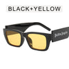 Fashion Black Letters Small Frame Man Sunglasses  Luxury Retro Square Women Sunglass UV400 Wide Leg Hip Hop Punk Goggles