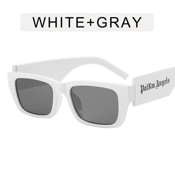 Fashion Black Letters Small Frame Man Sunglasses  Luxury Retro Square Women Sunglass UV400 Wide Leg Hip Hop Punk Goggles