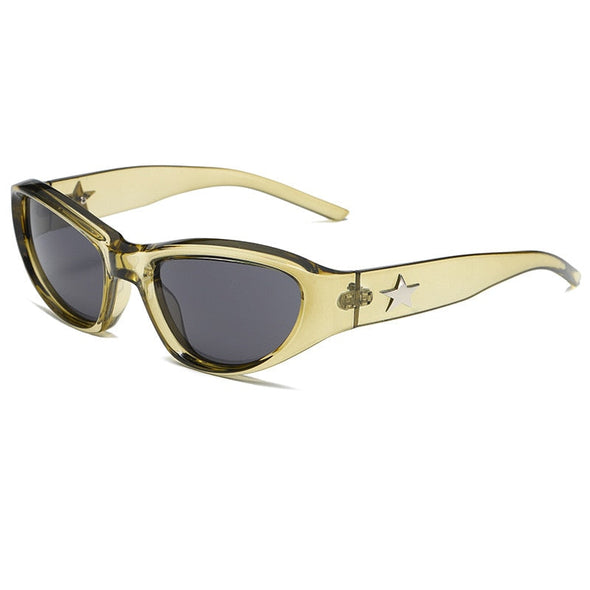 Fashion Bold Y2K Sunglasses Women Star Decorate Sport Sun Glasses Men Vintage Futuristic Pink Shades New Luxury Brand Streetwear