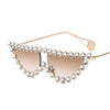 Fashion Cat Eye Diamond Sunglasses Women Luxury Brand Vintage Triangle Shades Rhinestone Metal Sun Glasses For Female UV400