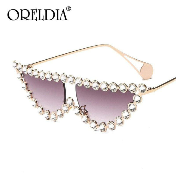 Fashion Cat Eye Diamond Sunglasses Women Luxury Brand Vintage Triangle Shades Rhinestone Metal Sun Glasses For Female UV400