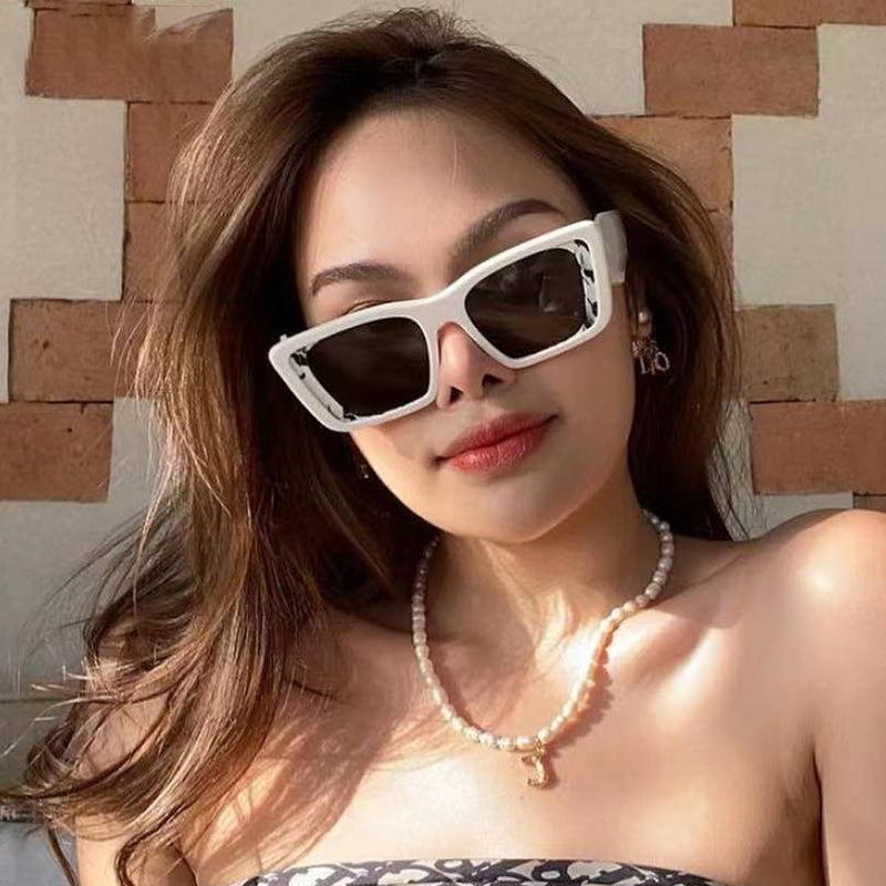 2021 New Brand Pearls Half Round Sunglasses Women Fashion Big Frame G –  Jollynova