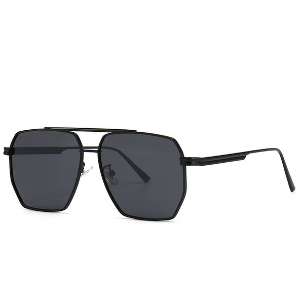 Fashion Double Beam Polarized Metal Square Large Frame Sunglasses Luxury Brand Design Anti-ultraviolet UV400 Casual Sun Glasses