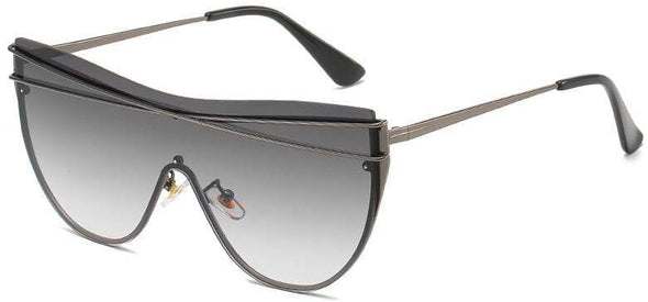 Gradient Brown One Piece Sunglasses Women  Luxury Brand Glasses Metal Cross Designer Shades Big Sunglass UV400