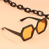 Fashion Punk Square Sunglasses Women Vintage Unique Chain Polygon ]Female Shades Large Frame