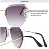 Fashion Rimless Diamond Sunglasses Women UV400 Rhinestone Female Vintage Gradient Sunglass