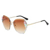 Fashion Rimless Diamond Sunglasses Women UV400 Rhinestone Female Vintage Gradient Sunglass
