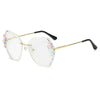 Fashion Rimless Diamond Sunglasses Women UV400 Rhinestone Female Vintage Gradient Sunglass